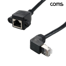 Coms RJ45 포트 꺾임 연장 케이블 30cm MF STP CAT6 브라켓 연결 하단꺾임