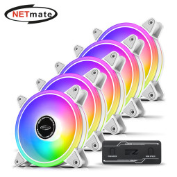 강원전자 넷메이트 Moonlight ARGB PWM 120mm 쿨링팬(화이트/5PACK + 팬허브) [EZDIY-FAB] NM-DPI0767
