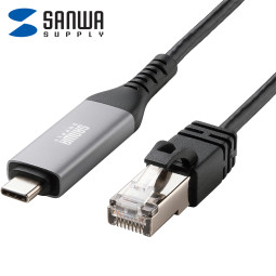 강원전자 산와서플라이 랜케이블 일체형 USB Type C 기가비트 랜카드 (3m) KB-SL6CLAN03BK