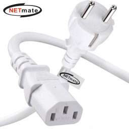강원전자 넷메이트 3구 AC 파워코드 전원케이블 0.5m, 일자형 화이트 NMP-SPC005WS