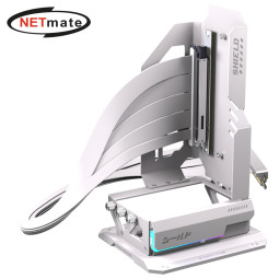 강원전자 넷메이트 PCI-E 5.0 라이저 케이블 600mm ARGB 지지대 키트, 화이트 [EZDIY-FAB] NM-HPI3453