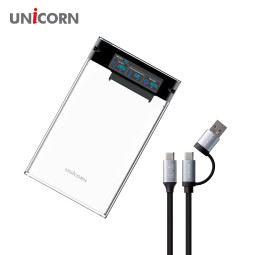 유니콘 스마트컬러LCD 2.5인치 HDD SSD 투명외장하드케이스 USB3.2Gen1 A+C타입젠더 슬라이딩결합 HSD-L40