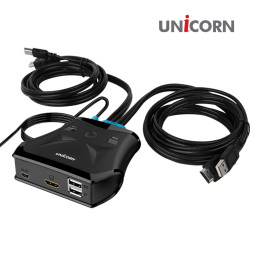 유니콘 KVM-200HDMI 2대1 4K 60Hz HDMI KVM스위치 케이블연결형