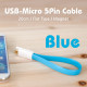 Coms USB/Micro 5Pin 케이블(Flat형/자석), 20cm, Blue