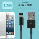 Coms iOS 스마트폰5 8Pin (8핀) 케이블(고급형) Black, 1.2m