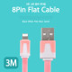 Coms iOS 8핀/8Pin 플랫 케이블 Pink, 3M