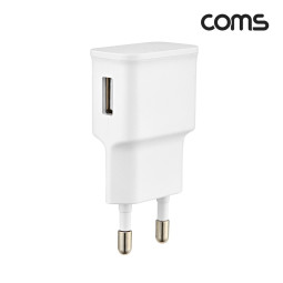 Coms 가정용 충전기 5V 1.2A, 화이트, 케이블 미포함, 컴스