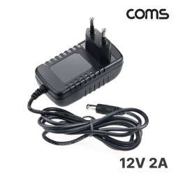Coms AC/DC 전원 어댑터 DC12V/2A 외경5.5/내경2.1 아답터 케이블 1.2M