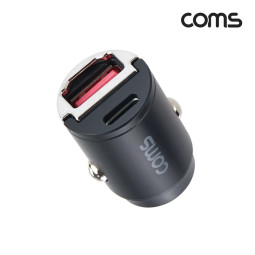 Coms 차량용 듀얼 충전기 초소형 시거잭 PD USB-C 2포트