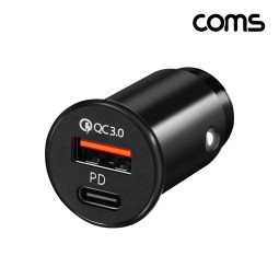 Coms 초소형 충전기 차량용 시가잭 전원 QC3.0 PD 어댑터 18W