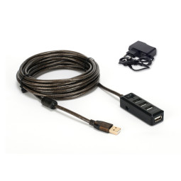 DA-UE2405PW 다모일 USB2.0 리피터 5m (4포트 USB허브 내장형 5V2A아답타포함) USB연장