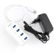 NEXT-505UHP USB3.0 4포트 유전원허브(포트별 LED제공)