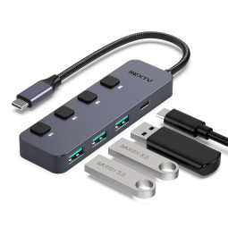 유가단 C타입 개별스위치 4포트 멀티포트 GEN2 USB허브 5522U3-10G