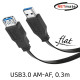 NETmate NMC-UF303F USB3.0 연장 AM-AF FLAT 케이블 0.3m (블랙)