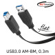 NETmate NMC-UB303F USB3.0 AM-BM FLAT 케이블 0.3m (블랙)