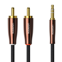 유그린 스테레오 3.5mm AUX to 2RCA Y젠더 직조 케이블 3m U-80848
