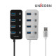 유니콘 TH-4000S 블랙 USB3.0 4포트 USB허브 개별전원스위치 무전원
