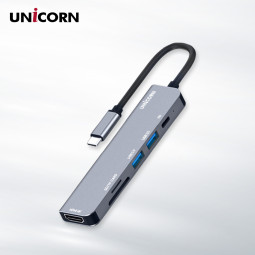 유니콘 6I1 HDMI USB멀티허브 SD/TF카드리더 PD 87W충전 4K미러링 TCH-P30