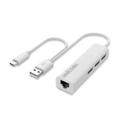 유니콘 ULAN-300CA USB C+A 타입 겸용 유선랜카드 USB 3포트 허브
