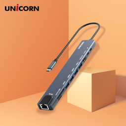 유니콘 10I1 LA/HDMI USB멀티허브 USB-C통신포트 PD87W충전 4K미러링 TF SD카드리더 TCH-L70