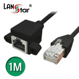 랜연장 판넬형 케이블, CAT.5E FTP, Open Screw, 1M 검정