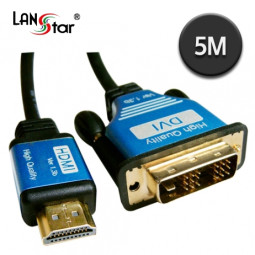 DVI 블루메탈 케이블 , DVI／M-HDMI19／M, Blue, 4K 60Hz, 5M