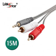 D[10476]AV케이블, 2RCA／M-3.5ST／M, 3pi, 15M
