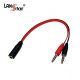 PC 헤드셋 변환케이블 평면 Black/Red 0.2M