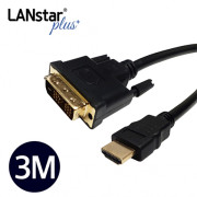 D[70026]Plus-DVI-HDMI 케이블, DVI18+1/M- HDMI 19/M, Black 3M 