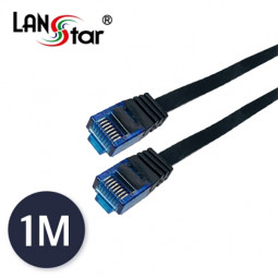 UTP평면 랜케이블 블루콘넥터, CAT.7 DIRECT 1M, BLACK(▶검정◀)