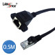 랜연장 판넬형 케이블, CAT.7 S/FTP, Screw, 연장 M-F 0.5M 검정