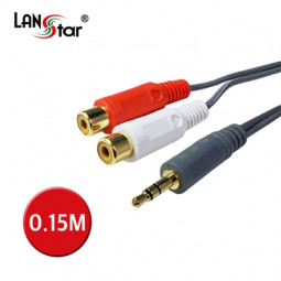 젠더케이블 , 2RCA／F-3.5／M, 0.15M