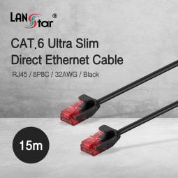 [LANstar] Cat.6 UTP 다이렉트 초슬림 랜케이블 15m 블랙 [30542]
