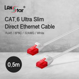 [LANstar] Cat.6 UTP 다이렉트 초슬림 랜케이블 0.5m 화이트 [30544]