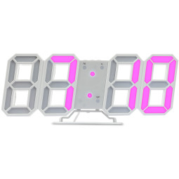무소음 LED pink 탁상 알람 시계 온도 달력 기능 벽시계 USB전원 EC-CL4-p